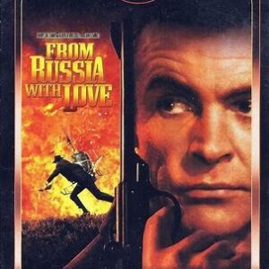 Classic spy thriller movie poster featuring intense close-up and action scene.