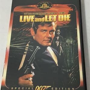 DVD cover of James Bond film 'Live and Let Die' featuring Roger Moore.