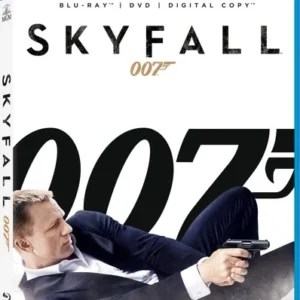 James Bond aiming a gun on the Skyfall movie cover.