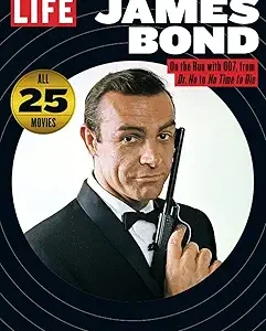 Classic James Bond holding a gun, dressed in a tuxedo.